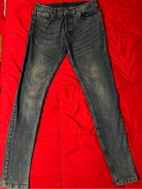 Brave Soul Men's Skinny Jeans in Faded Blue Wash